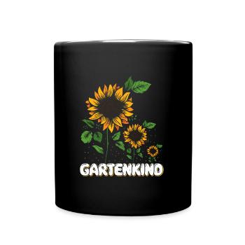 Gartenkind Sonnenblumen Gartenliebhaberin - Tasse einfarbig - Schwarz - Vorne