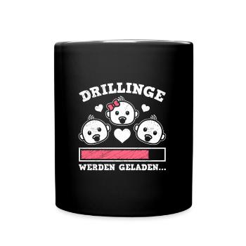 Drillinge werden geladen 2024 Triplets - Tasse einfarbig - Schwarz - Vorne