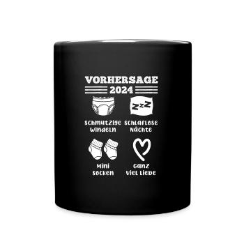 Vorhersage werdende Mama 2024 Baby bald Papa - Tasse einfarbig - Schwarz - Vorne