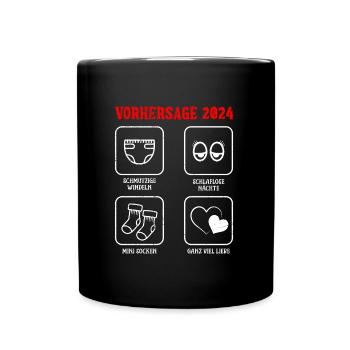 Vorhersage werdende Mama 2024 Baby bald Papa - Tasse einfarbig - Schwarz - Vorne