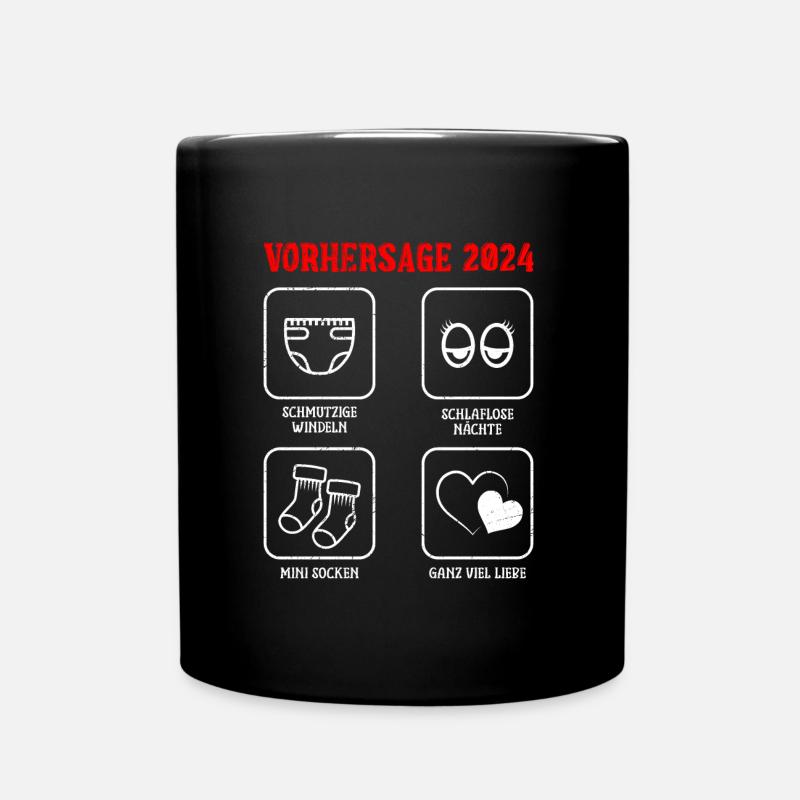 Vorhersage werdende Mama 2024 Baby bald Papa - Tasse einfarbig - Schwarz