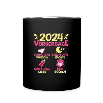 Vorhersage werdende Mama 2024 Baby bald Papa - Tasse einfarbig - Schwarz - Vorne