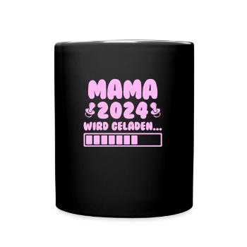 Mama loading 2024 werdende Mama Babyparty 2024 - Tasse einfarbig - Schwarz - Vorne