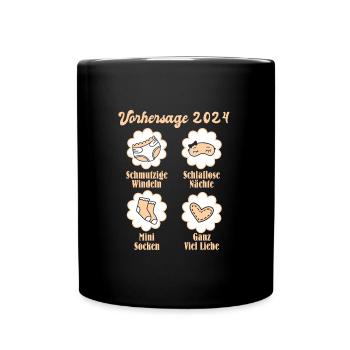 Vohersage 2024 werdende Mama 2024 bald Papa - Tasse einfarbig - Schwarz - Vorne