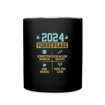 Vorhersage werdende Mama 2024 Baby bald Papa - Tasse einfarbig - Schwarz - Vorne