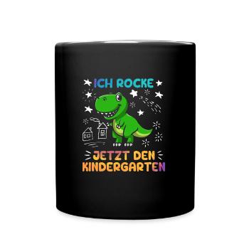 Ich rocke jetzt den Kindergarten Kita - Tasse einfarbig - Schwarz - Vorne