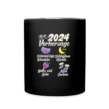 Baby Vorhersage 2024 werdende Mutter 2024 - Tasse einfarbig - Schwarz - Vorne