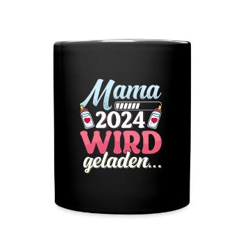Mama wird geladen 2024 werdende Mütter Baby 2024 - Tasse einfarbig - Schwarz - Vorne