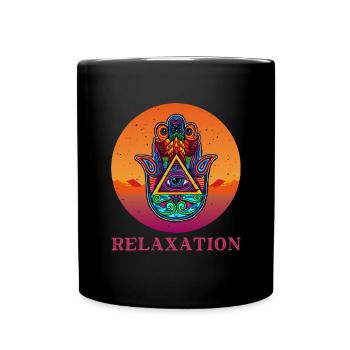 Talisman Hand of Hamsa Yoga Meditation Hindu - Tasse einfarbig - Schwarz - Vorne