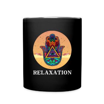 Talisman Hand of Hamsa Yoga Meditation Hindu - Tasse einfarbig - Schwarz - Vorne