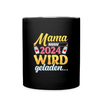 Mama wird geladen 2024 werdende Mütter Baby 2024 - Tasse einfarbig - Schwarz - Vorne