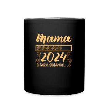 Mama loading 2024 werdende Mama Babyparty 2024 - Tasse einfarbig - Schwarz - Vorne