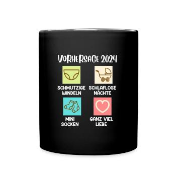 Werdender Papa 2024 werdende Mama 2024 Baby - Tasse einfarbig - Schwarz - Vorne