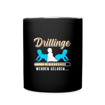 Drillinge werden geladen 2024 werdende Mama - Tasse einfarbig - Schwarz - Vorne