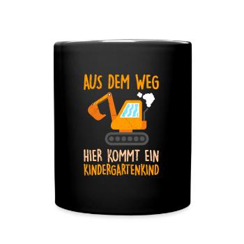 Kiga Aus dem Weg hier komt ein Kindergartenkind - Tasse einfarbig - Schwarz - Vorne