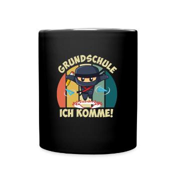 Grundschule Ich komme! Erstklässler Einschulung - Tasse einfarbig - Schwarz - Vorne