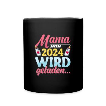 Mama wird geladen 2024 werdende Mütter Baby 2024 - Tasse einfarbig - Schwarz - Vorne
