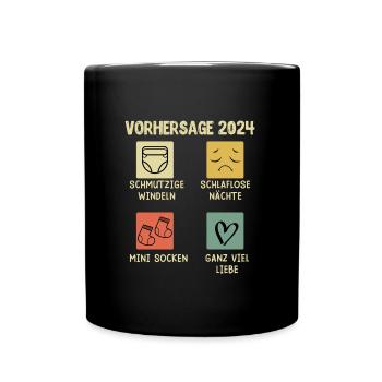 Werdender Papa 2024 Babyparty werdende Mama 2024 - Tasse einfarbig - Schwarz - Vorne