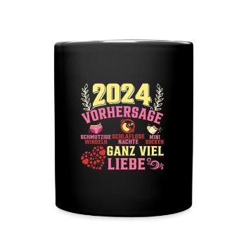 Vorhersage werdende Mama 2024 Baby bald Papa - Tasse einfarbig - Schwarz - Vorne