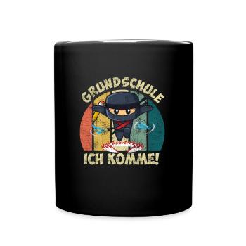 Grundschule Ich komme! Erstklässler Einschulung - Tasse einfarbig - Schwarz - Vorne