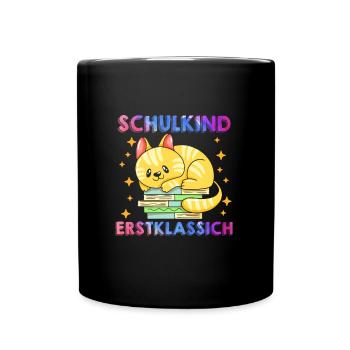 Schulkind Erstklassig Einschulung 1. Klasse - Tasse einfarbig - Schwarz - Vorne