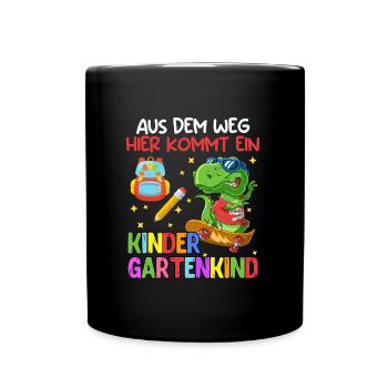Aus dem Weg hier kommt ein Kinder Gartenkind - Tasse einfarbig - Schwarz - Vorne