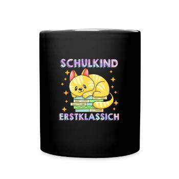 Schulkind Erstklassig Einschulung 1. Klasse - Tasse einfarbig - Schwarz - Vorne