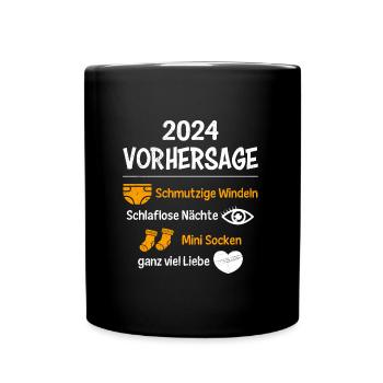 Vorhersage werdende Mama 2024 Baby bald Papa - Tasse einfarbig - Schwarz - Vorne