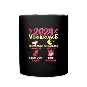 Baby Vorhersage 2024 werdende Mutter 2024 - Tasse einfarbig - Schwarz - Vorne