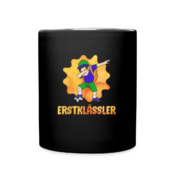 Erstklässler Schulkind Einschulung 1. Klasse - Tasse einfarbig - Schwarz - Vorne