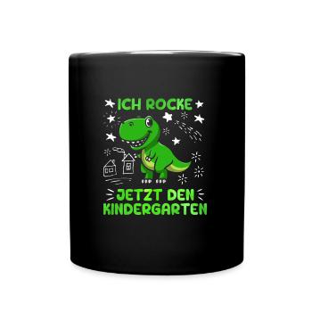 Ich rocke jetzt den Kindergarten Kita - Tasse einfarbig - Schwarz - Vorne