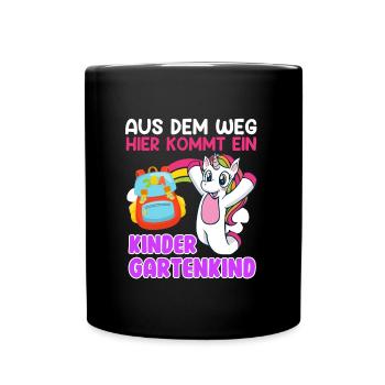 Aus dem Weg hier kommt ein Kinder Gartenkind - Tasse einfarbig - Schwarz - Vorne