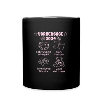 Vohersage 2024 werdende Mama 2024 bald Papa - Tasse einfarbig - Schwarz - Vorne