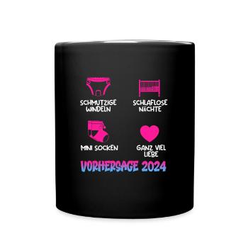 Baby Vorhersage 2024 werdende Mama 2024 - Tasse einfarbig - Schwarz - Vorne