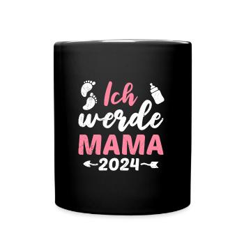 Ich werde Mama 2024 Baby Ankündigung Vorhersage - Tasse einfarbig - Schwarz - Vorne