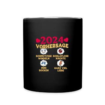 Babyparty Vorhersage 2024 werdende Mama 2024 - Tasse einfarbig - Schwarz - Vorne