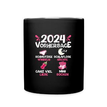 Vorhersage werdende Mama 2024 Baby bald Papa - Tasse einfarbig - Schwarz - Vorne