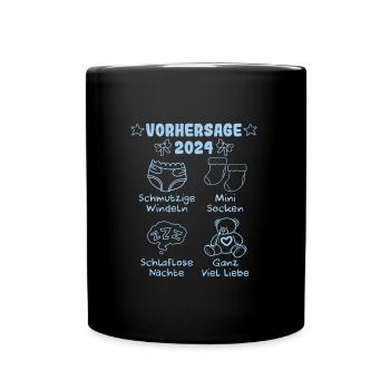 Vohersage 2024 werdende Mama 2024 bald Papa - Tasse einfarbig - Schwarz - Vorne