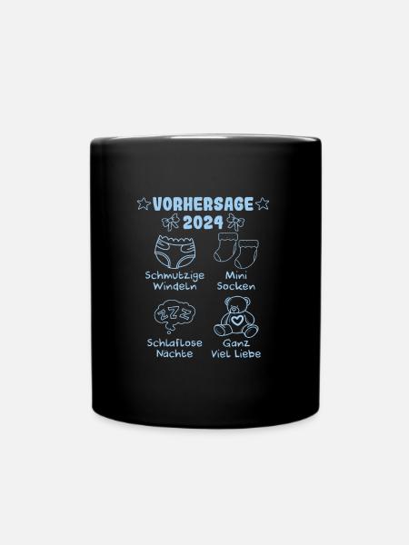 Vohersage 2024 werdende Mama 2024 bald Papa - Tasse einfarbig - Schwarz