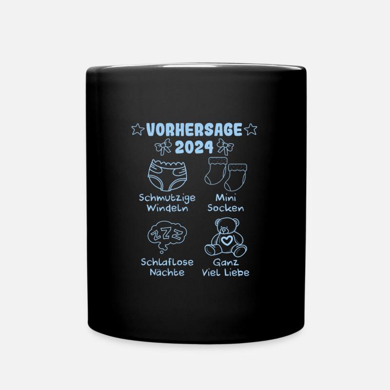 Vohersage 2024 werdende Mama 2024 bald Papa - Tasse einfarbig - Schwarz