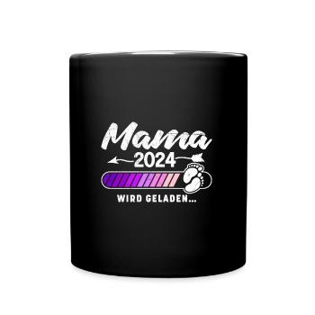 Mama 2024 wird geladen Baby Ankündigung 2024 - Tasse einfarbig - Schwarz - Vorne