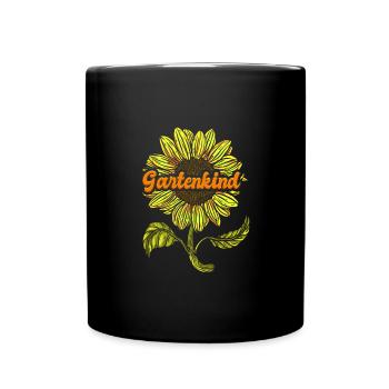 Gartenkind Sonnenblumen Gartenfreunde Blumenliebe - Tasse einfarbig - Schwarz - Vorne