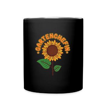 Garten Chefin Sonnenblumen Gartenfreundin - Tasse einfarbig - Schwarz - Vorne