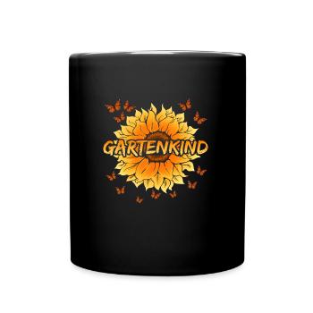 Gartenkind Sonnenblumen Kinder Gartenfreunde - Tasse einfarbig - Schwarz - Vorne