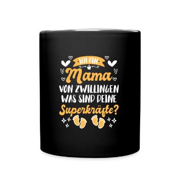 Mama von Zwillingen werdende Mama 2024 - Tasse einfarbig - Schwarz - Vorne
