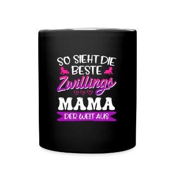 Zwilllinge So sieht die beste Zwillingsmama aus - Tasse einfarbig - Schwarz - Vorne