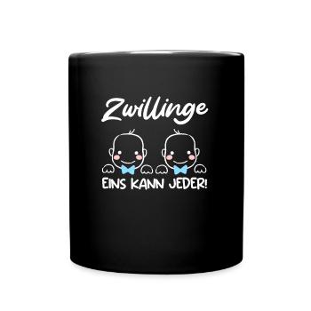 Zwillinge Eins kann Jeder! Zwillingsmama 2024 - Tasse einfarbig - Schwarz - Vorne