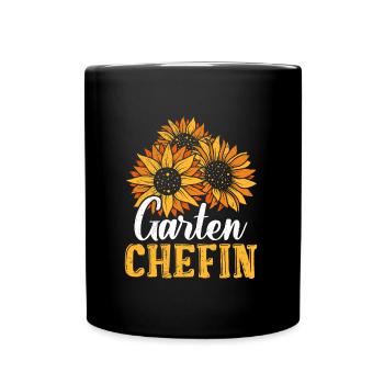 Garten Chefin Sonnenblumen Gartenfreundin - Tasse einfarbig - Schwarz - Vorne