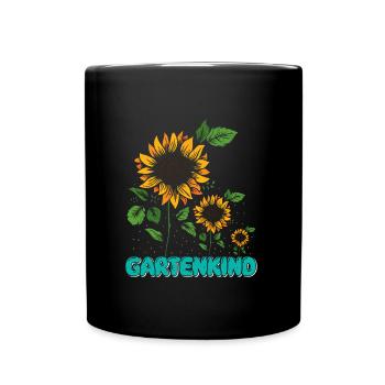 Gartenkind Sonnenblumen Gartenliebhaberin - Tasse einfarbig - Schwarz - Vorne