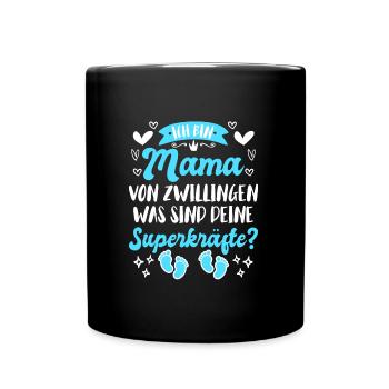 Mama von Zwillingen werdende Mama 2024 - Tasse einfarbig - Schwarz - Vorne